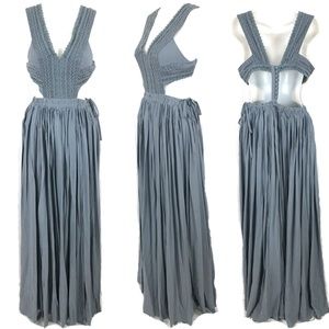 NEW L'atiste boho maxi dress open back lace trim